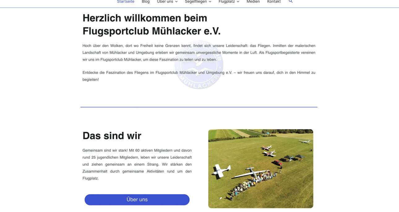 Webseite für den Flugsportclub Mühlacker und Umgebung e.V.