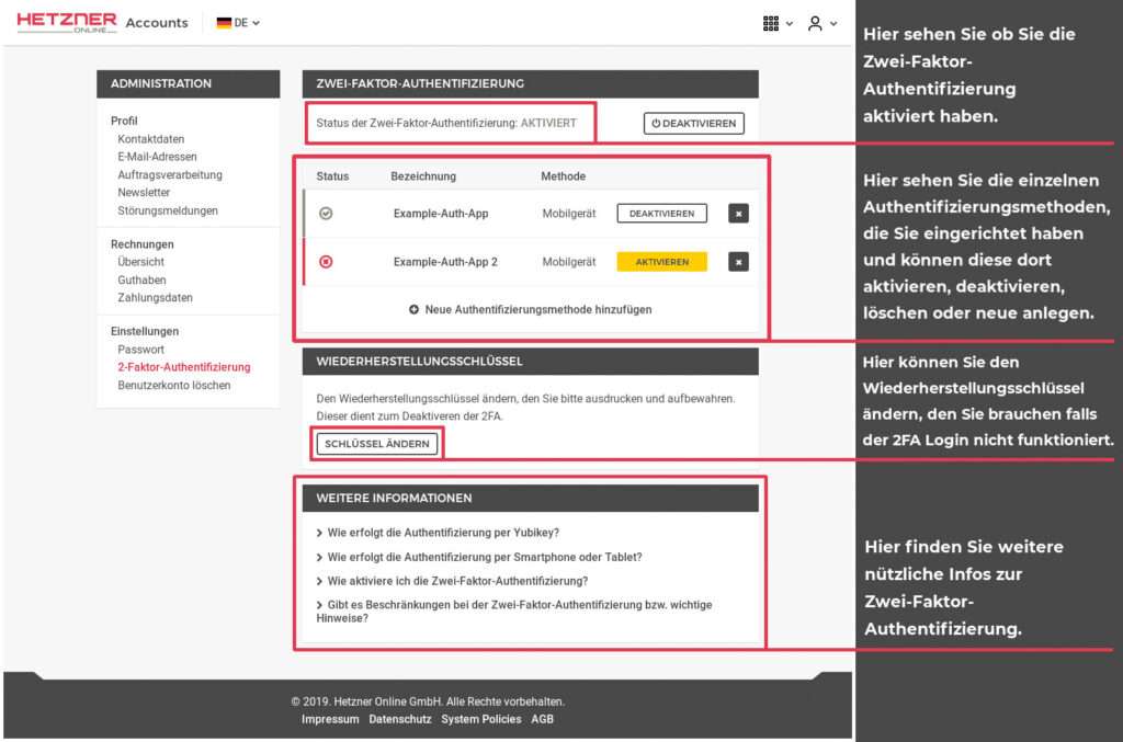 2-Faktor-Authentifizierung HETZNER