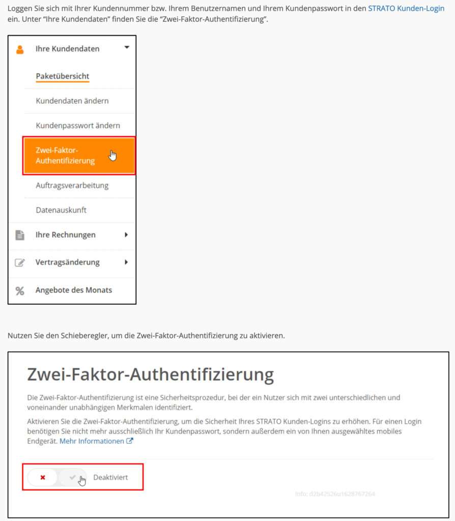 2-Faktor-Authentifizierung STRATO